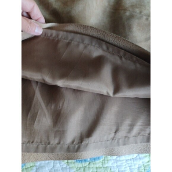 Express vintage 90's brown suede skirt sz1/2 floral hem detail zip side bow boho - Picture 7 of 10
